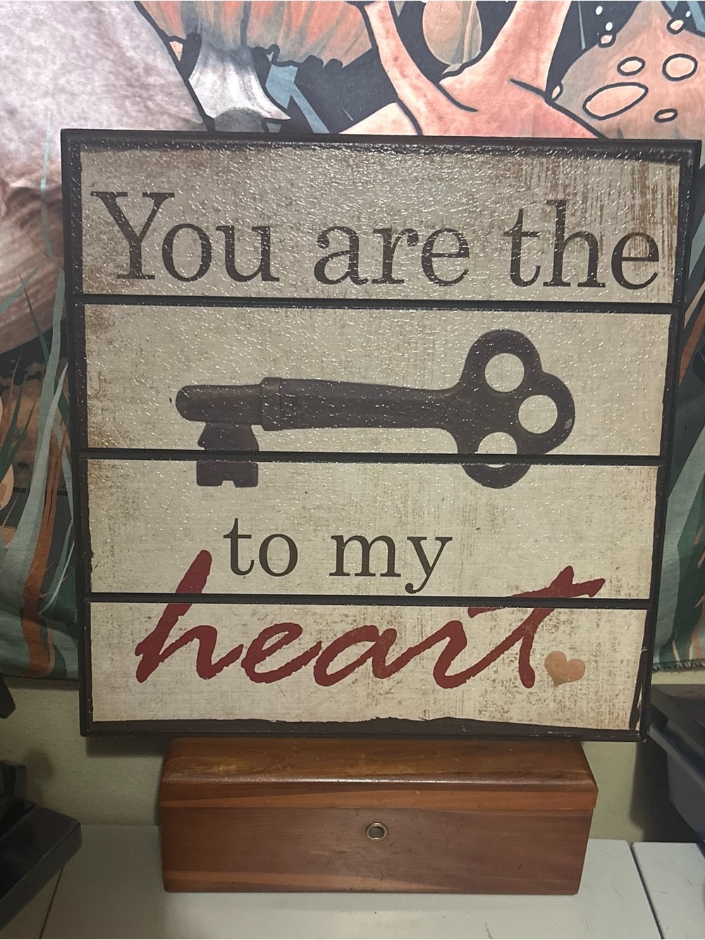 You Are the Key to My Heart Wall Sign - Red and Brown